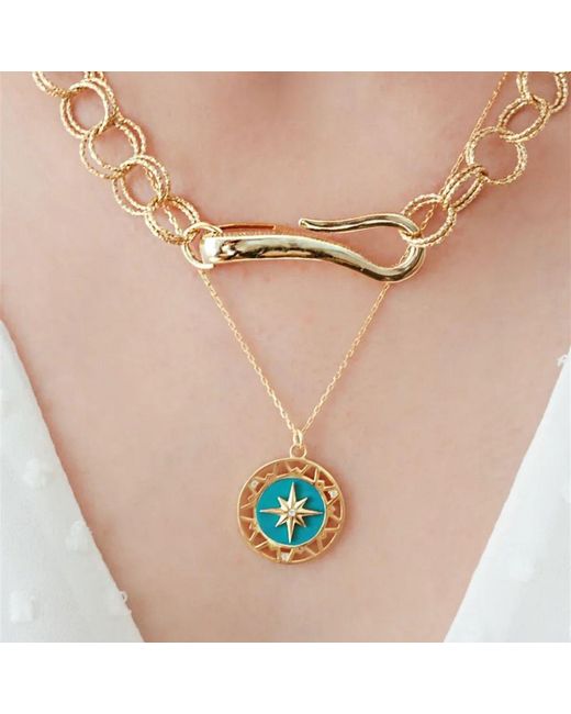 LINYA JEWELLERY Blue Enameled North Star Necklace
