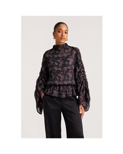 Mohala Grey Black Kahe Blouse