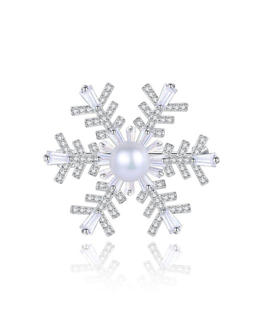 Classicharms White Pavé & Pearl Snowflake Multi Way Brooch Pendant