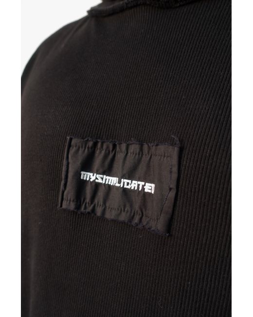 mysimplicated Black Ribbed Cotton Hoodie for men