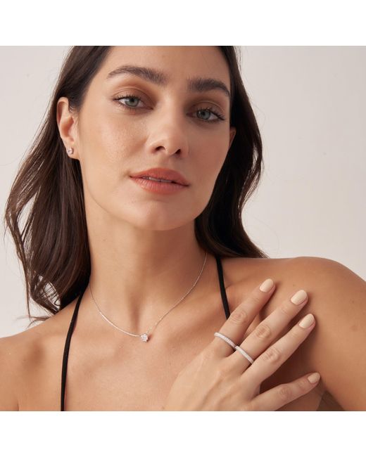 Shabella Nyc Metallic Crystal Heart Necklace