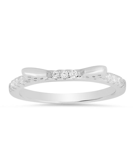 Kylie Harper White Sterling Diamond Cz Kitty Cat Band Ring
