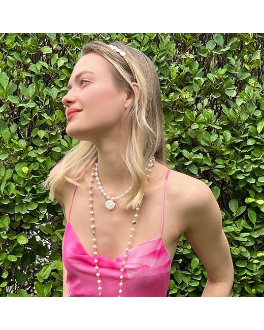 Farra Metallic Freshwater Pearls And Colorful Zricon Handcrafted Hair Band