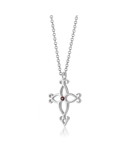 Unaloe Metallic Soul Cross Sterling Necklace With Ruby – Religious Jewelry