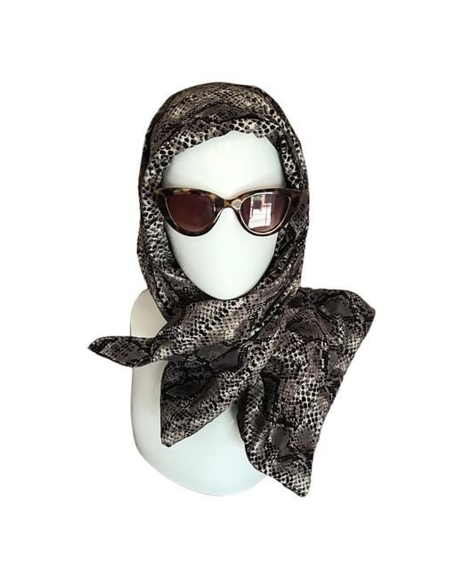 Romer Millinery Black Twisturban Turban Python Print Cotton