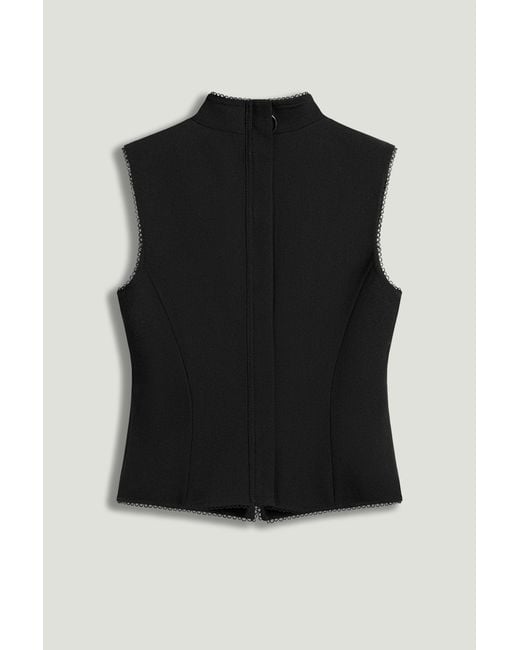 Nocturne Black Braid-Trim Bustier Top With Built-In Bra