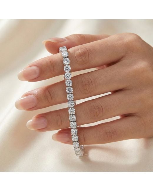 Genevive Jewelry Metallic Genevive Sterling Plated With Clear Cubic Zirconia Tennis Bracelet