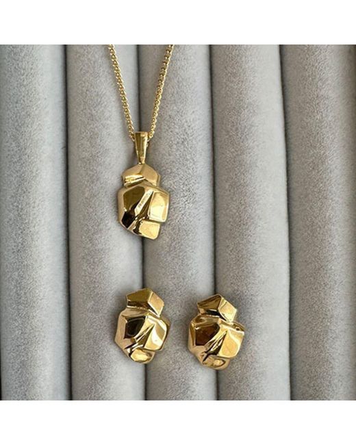Edge Only Metallic Rock Pendant 18Ct Vermeil