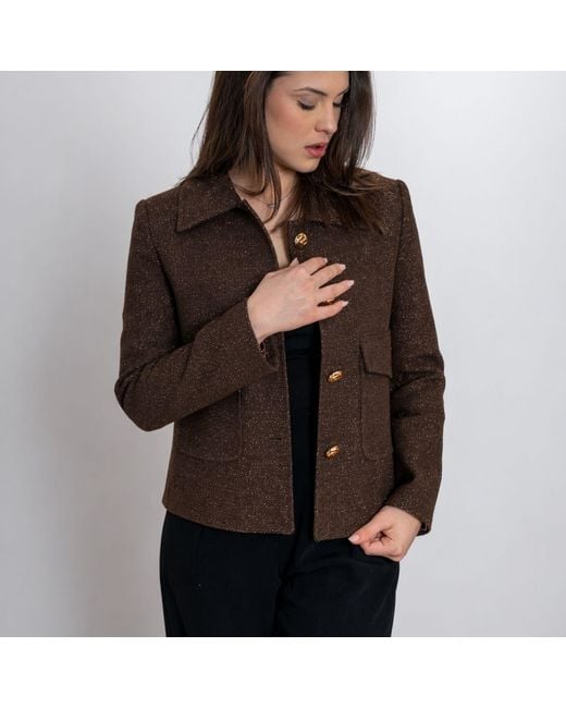 Nuvv Collection Brown Tweed Jacket With Buttons