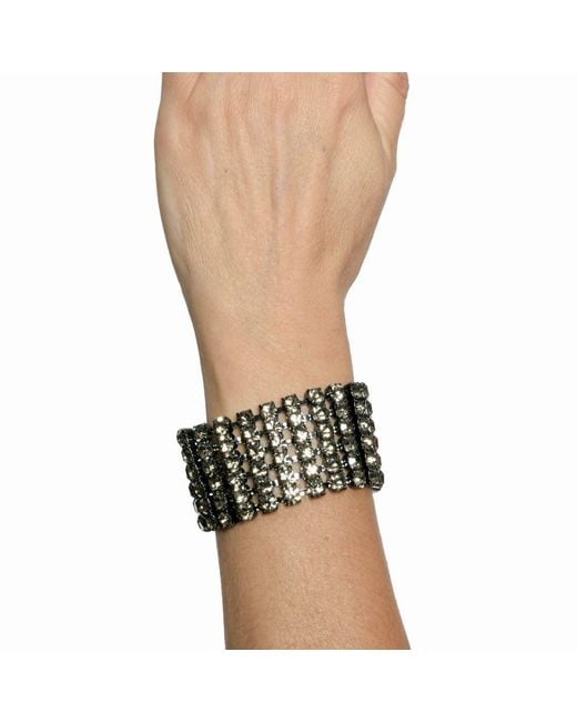 Addicted Black Asteria Bracelet With Strands Of Rhinestones
