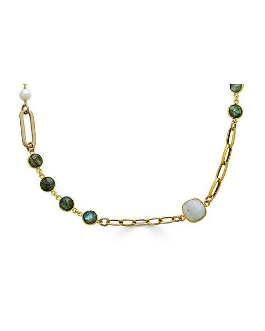 Loni Paul Jewelry Metallic Moonstone, Labradorite, Crystal & Pearl Short Necklace