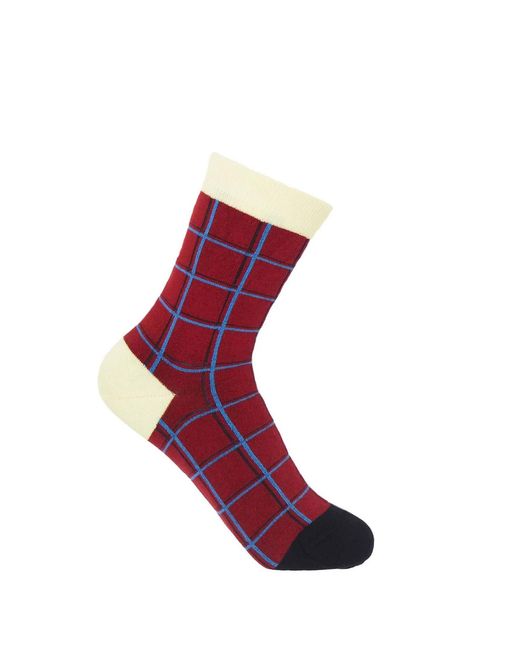 Peper Harow - Made in England Green Zigzag & Burgundy Grid Socks Two Pack