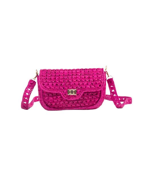 Zanatany Concepts Pink Cassie Raffia Bag