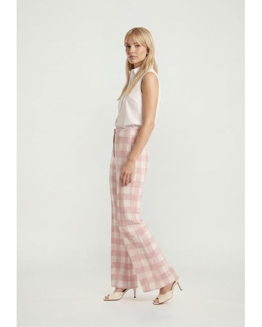 Lily and Lionel Pink Zena Flared Check Trouser