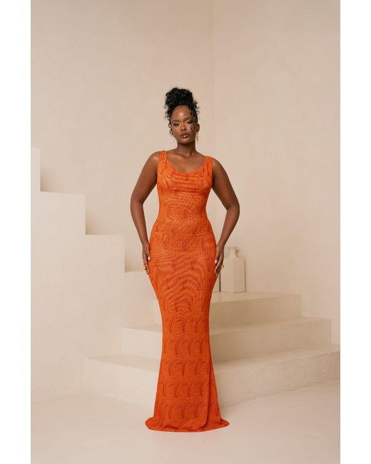 Ofuure Orange Iza Cowl Maxi Dress