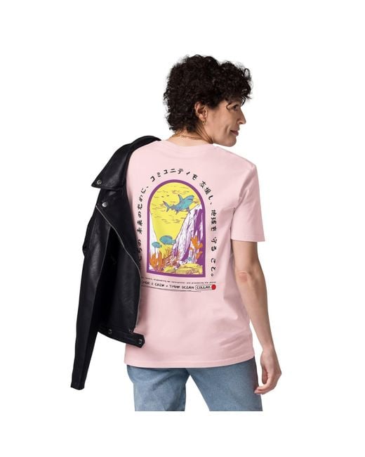 Anchor and Crew Pink Cotton Think Ocean Seven Japan Gurafiku Organic Cotton T-Shirt
