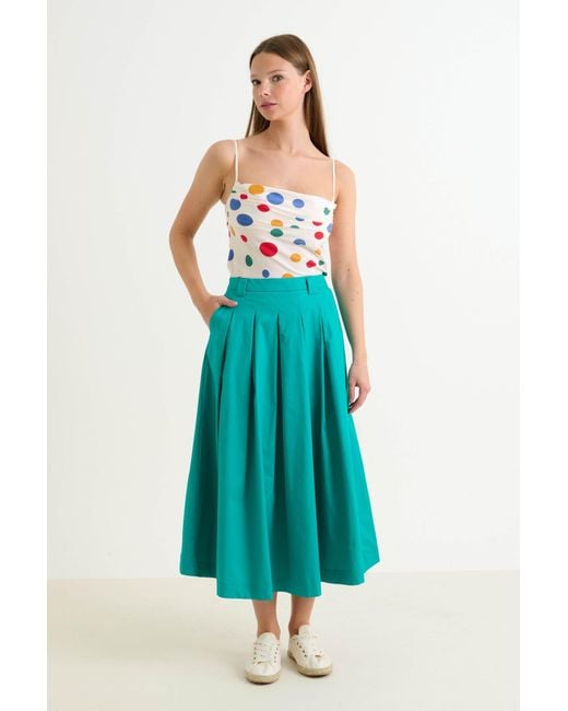 Louche Blue Alexia Recycled Cotton Midaxi Skirt