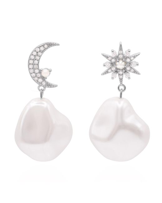 Luna Charles White Seraphina Pearl Drop Earrings