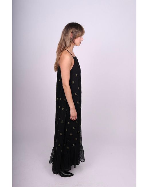 Any Old Iron Blue Embroidered Wasp Halter Dress