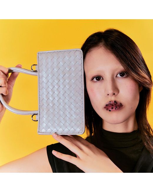 F3Rog by Rana Gray Woven Leather Crossbody Piraye Bag