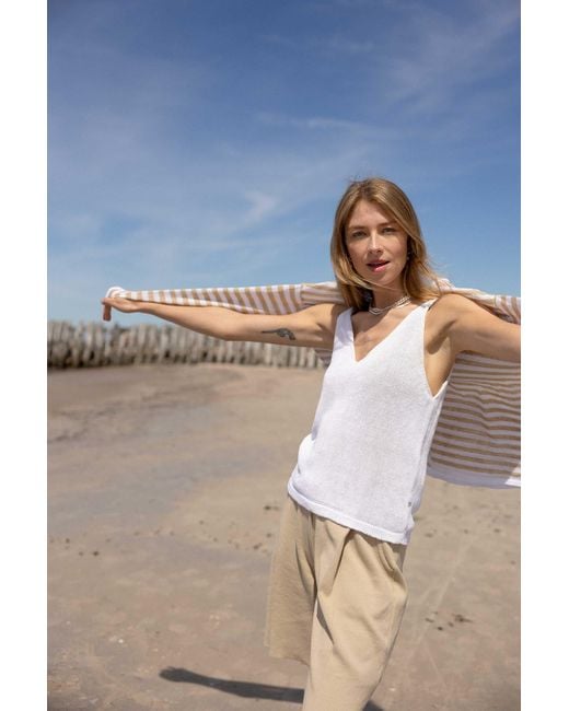SALANIDA White Mare 100% Linen Tank Top