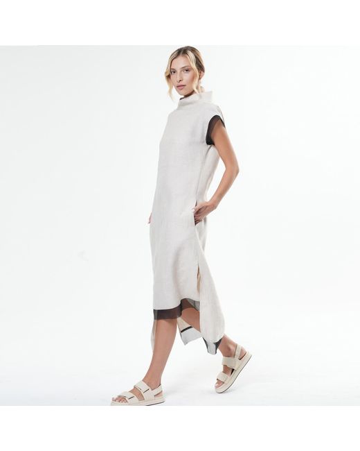 Metamorph White Neutrals Long Linen Dress