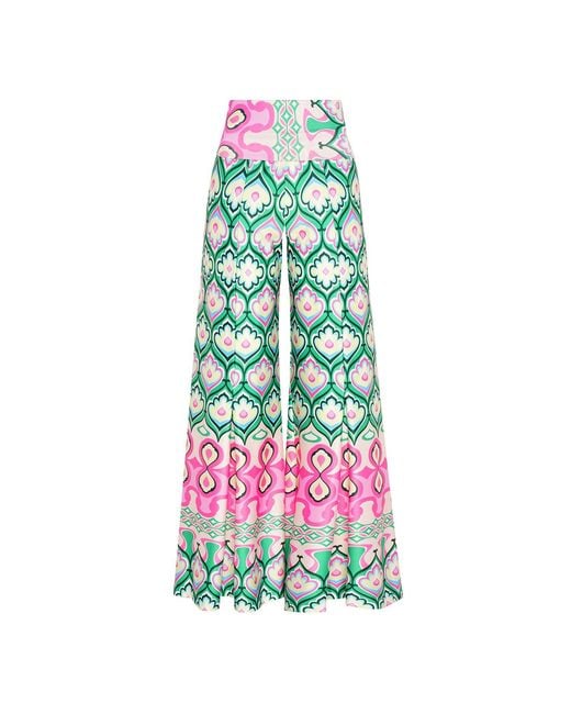 Beatrice von Tresckow Green Candy Bloom Stretch Bell Bottom Trousers