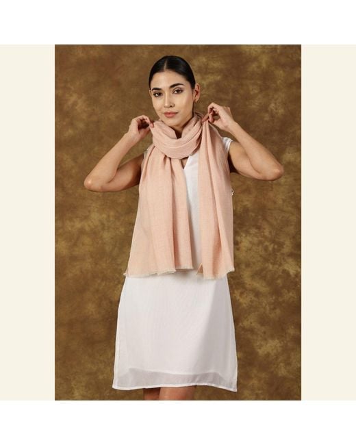 Heritagemoda Pink Neutrals Handmade Soft Nude Blush Pure Pashmina Cashmere Scarf From Kashmir