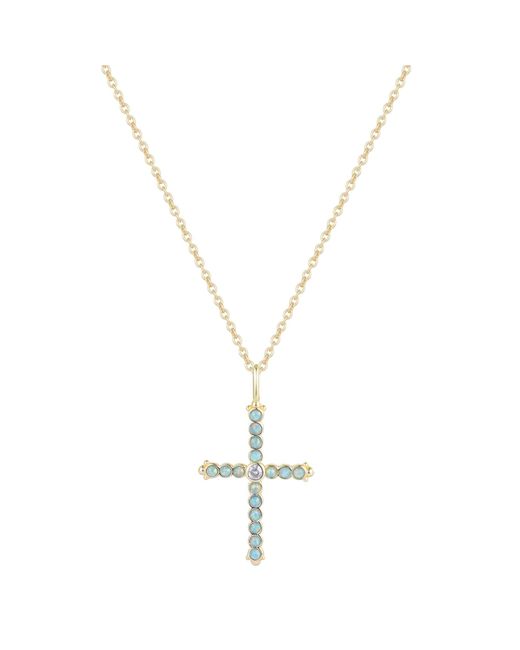 KAMARIA Metallic Opal Bezel Cross Necklace