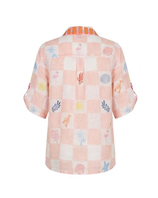LOVEIST STORE Pink Angel Linen Blend Short Sleeve Shirt