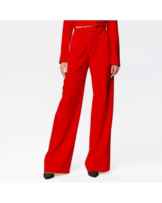 Angelika Jozefczyk Red High-Waisted Wide-Leg Trousers Sanremo