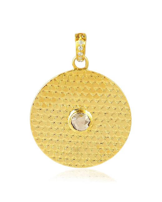 Artisan Metallic 14k Yellow Gold Natural Diamond Designer Pendant