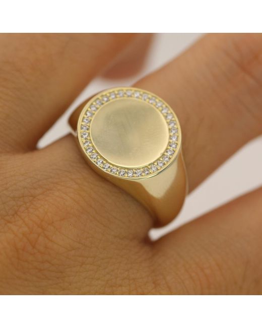 VicStoneNYC Fine Jewelry Metallic Natural Diamond Signet Ring for men