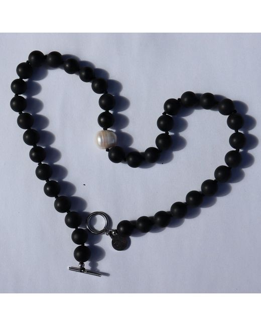 FV Jewellery Blue Onyx, Pearl & Fob Necklace