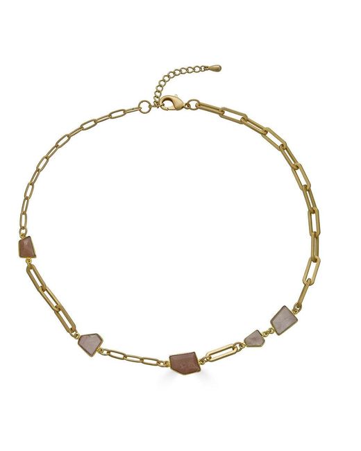 Loni Paul Jewelry Metallic Peach Moonstone & Rose Quartz Crystal Necklace