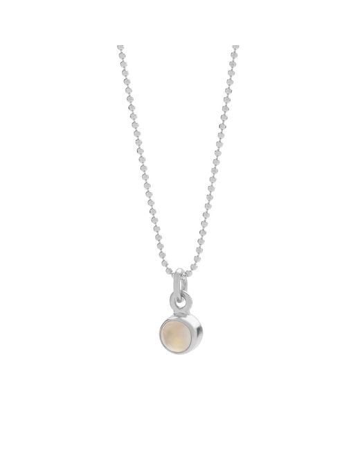 Nellou Jewellery Metallic Neutrals Gem Dot Birthstone Necklace June Moonstone Sterling