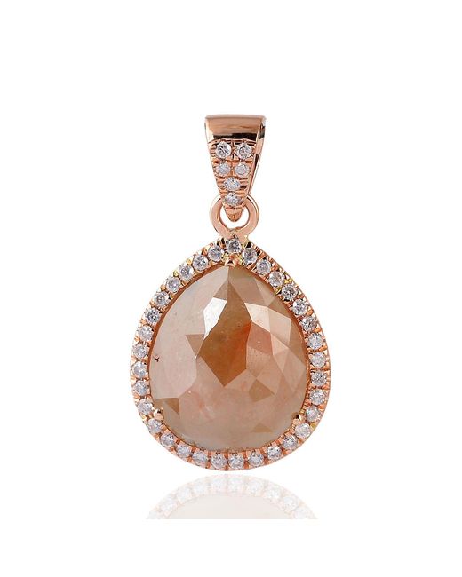 Artisan Brown Ice Diamond Halo Pear Pendant