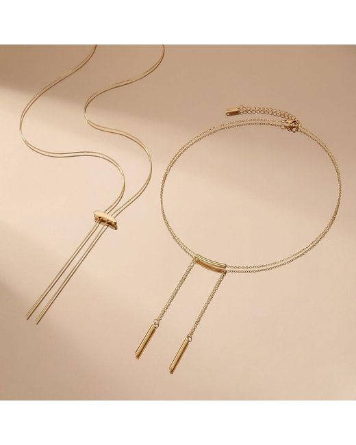 Amadeus White Lines Long Nuget Chain Necklace