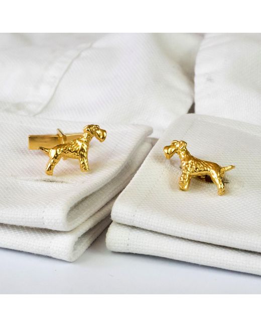 Simon Kemp Jewellers Metallic Schnauzer Cufflinks Eighteen Carat On Sterling for men