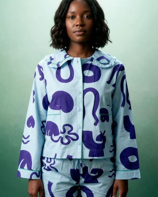 Wild Clouds Blue Organic Cotton Pyjama Shirt