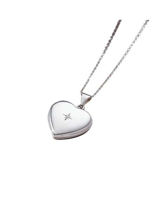 Posh Totty Designs Metallic Sterling Silver Heart Locket With Diamond