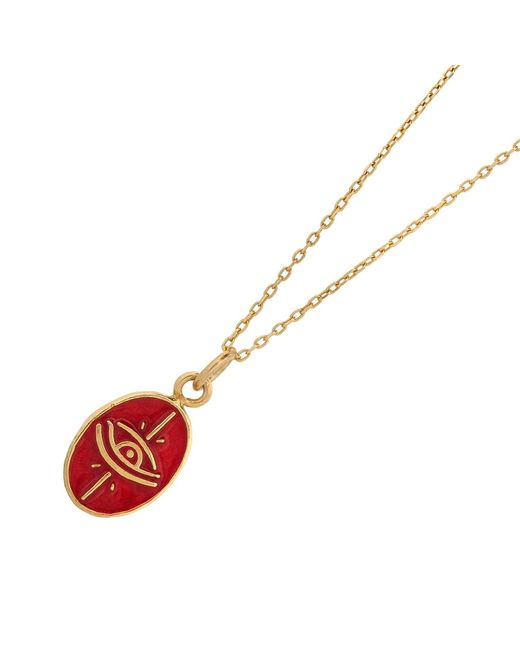 Ebru Jewelry Red Enamel Evil Eye Minimalist Protective Necklace