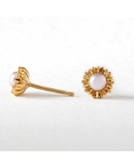 Lee Renee Metallic Dahlia Bud Freshwater Pearl Earrings