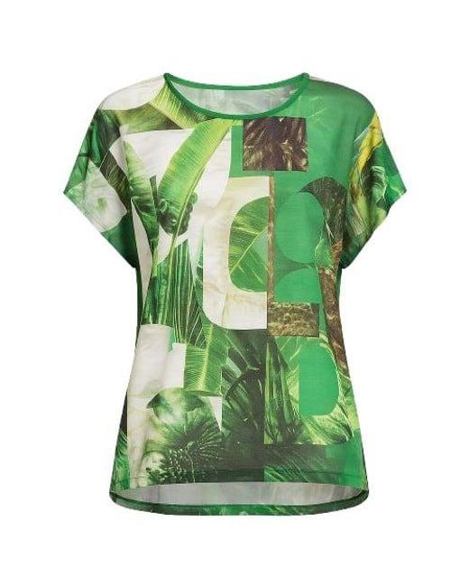 Conquista Green Slit Detail Short Sleeve Top
