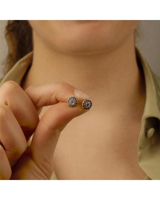 Spero London Blue Mini Evil Eye Stud Earring