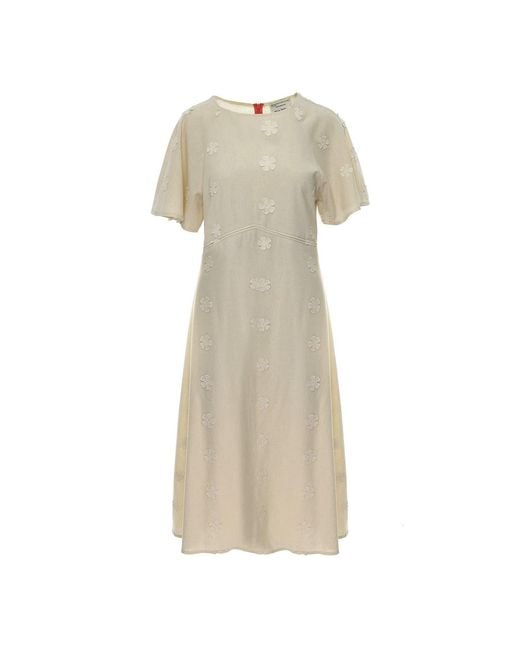 Silvia Serban Natural Neutrals 3D Flowers Dress With Negligee