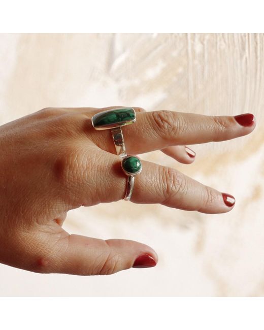 FV Jewellery Green La Stèle Malachite Circle Ring