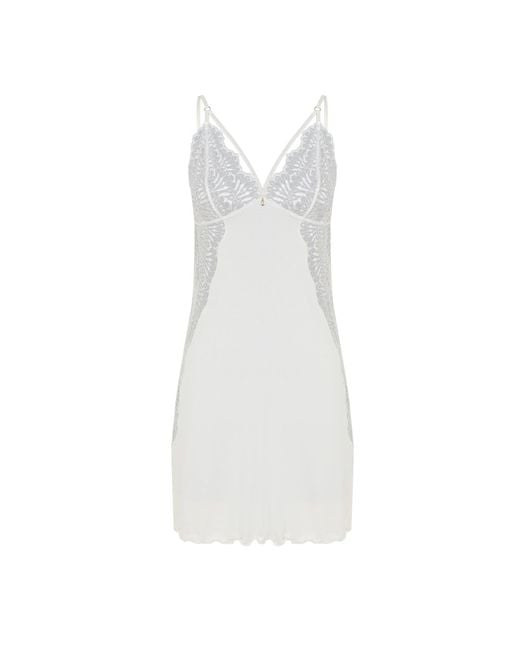 Oh!Zuza White Poem Short Lace-Trim Nightdress – Cream