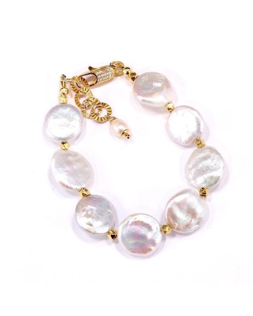 Mineralgems•Studio Metallic Bracelet With Flat Pearls