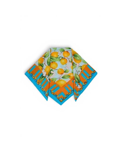 Saachi Blue Lemon Motif Satin Bandana